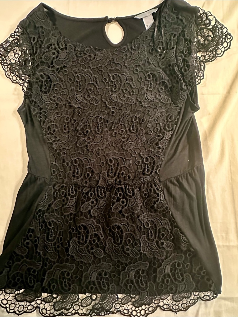 H&M Black Lace Top goth, mcbling Boho festive lined holiday dress up